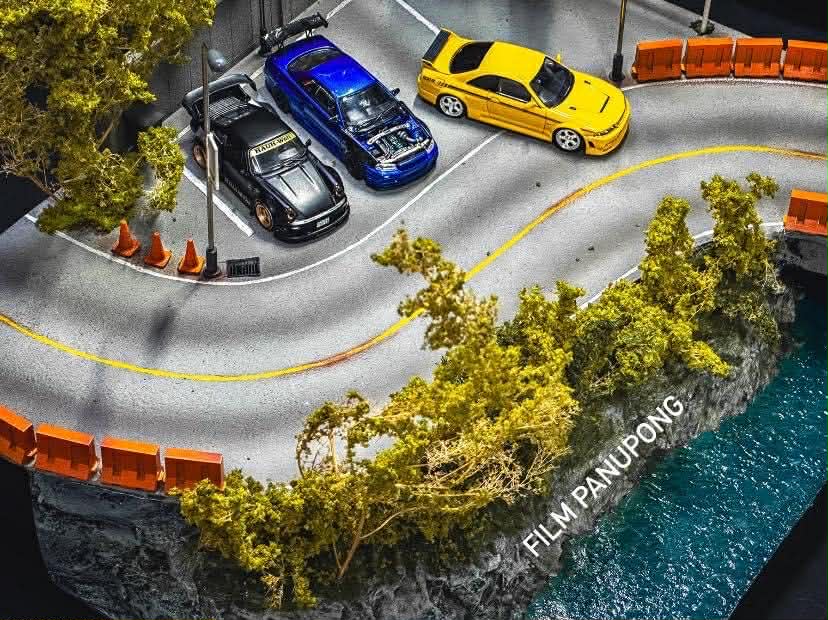 Diorama Mountain racing road scale 1:64